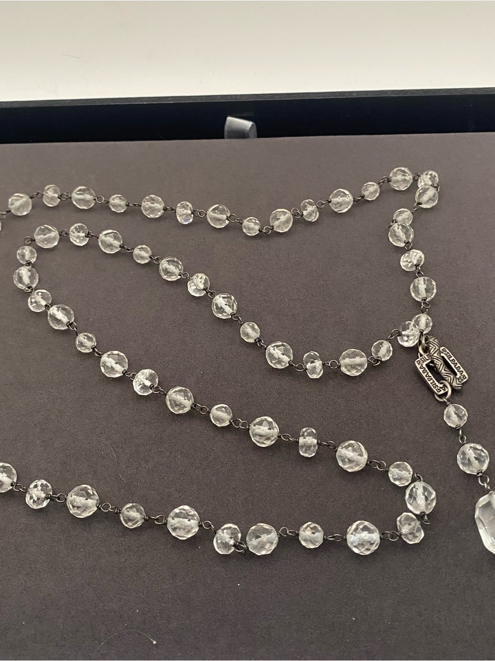Retired Silpada 925 Sterling Glass/Crystal Drop Y-Necklace 35” - Picture 5 of 11